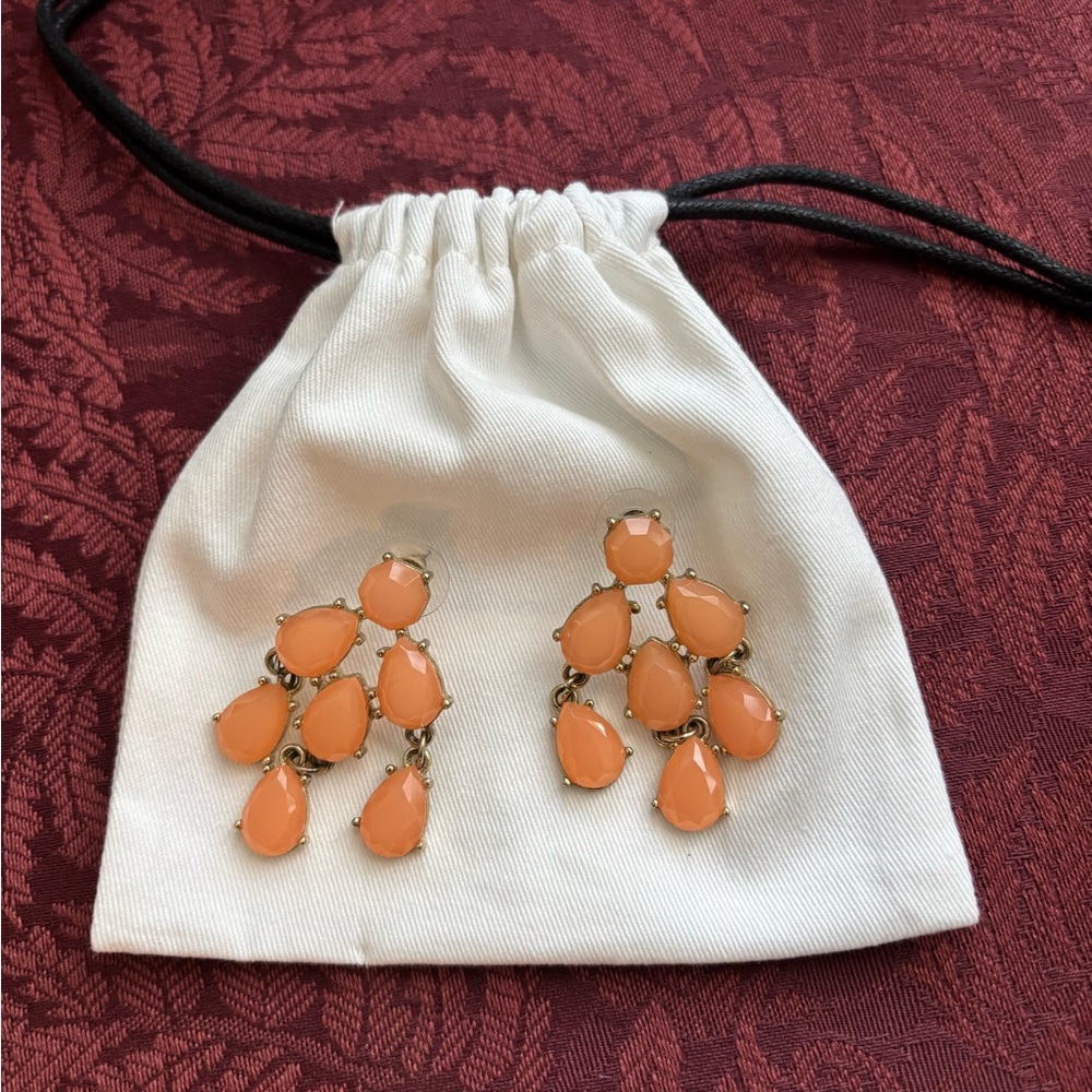 Kate Space Gold and Peach Chandelier Earrings EUC